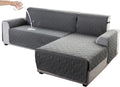 Dark Gray Small L Shape Sectional Couch Cover - Waterproof Reversible