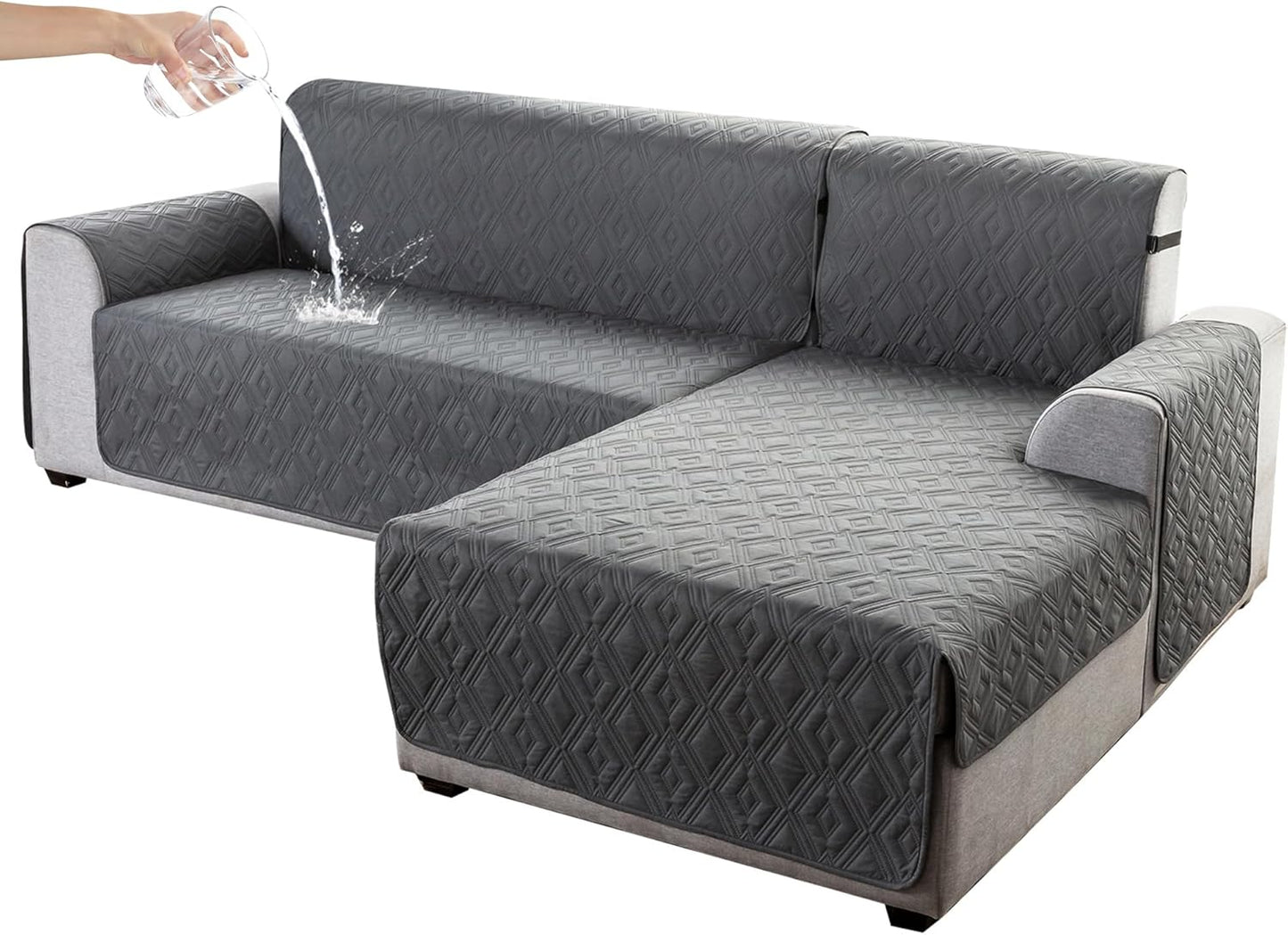 Genina Sectional Couch Covers for Dogs - Waterproof L Shaped Sofa