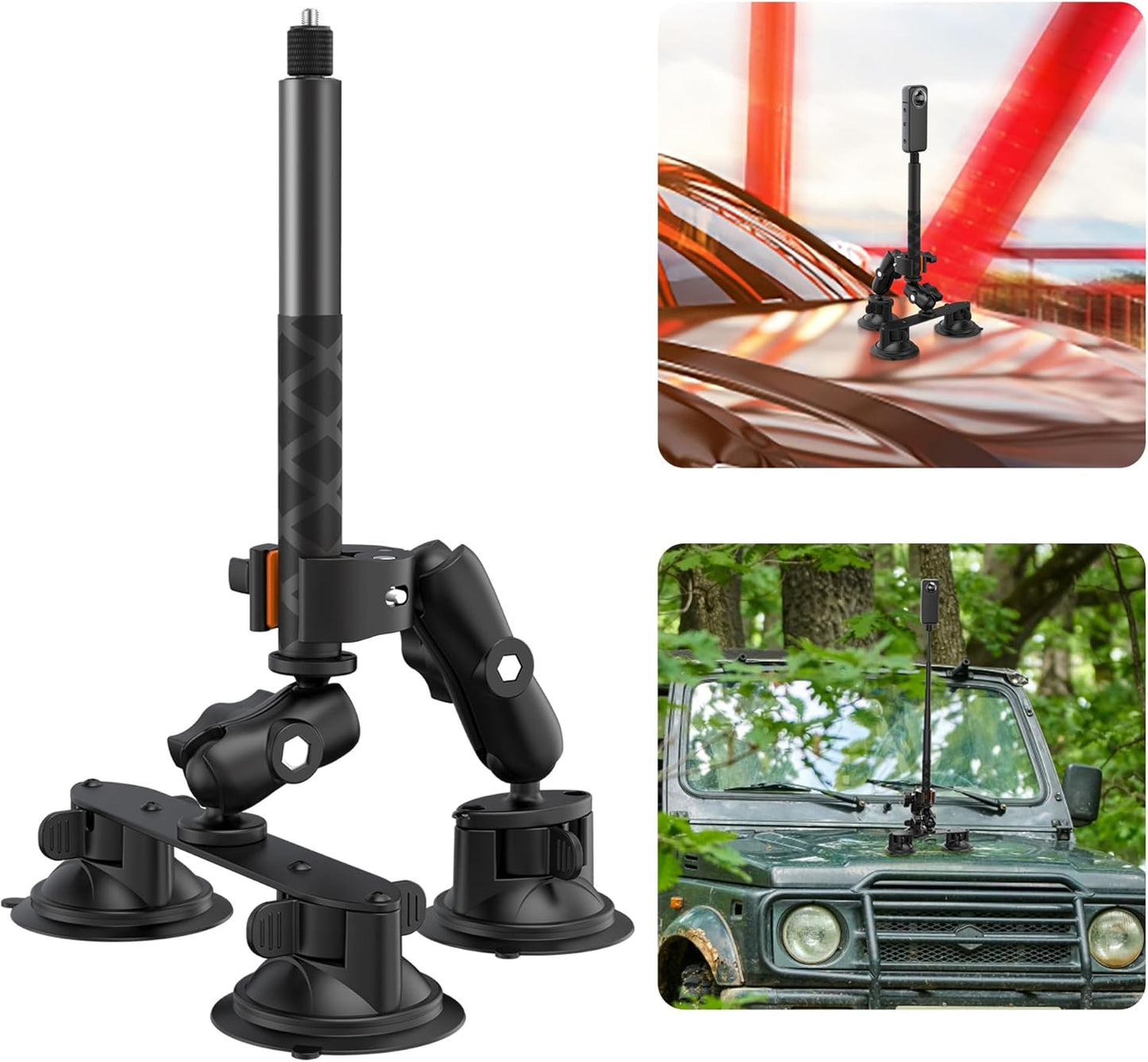 Suction Car Mount for Insta360 X5 with 360 Rotation Feature