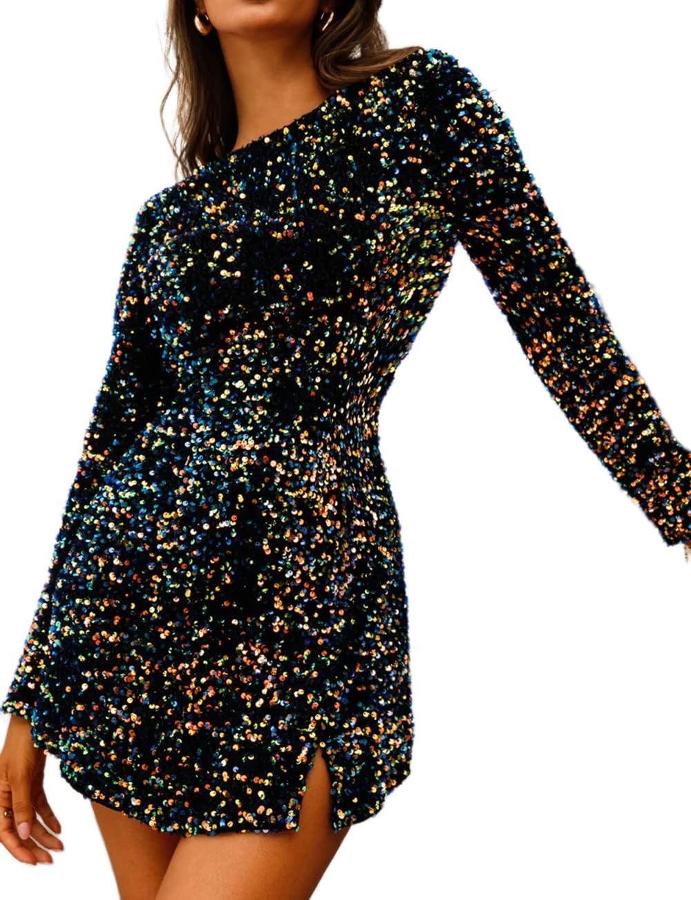 R.Vivimos Women's Sequin Bodycon Dress for Fall and Winter