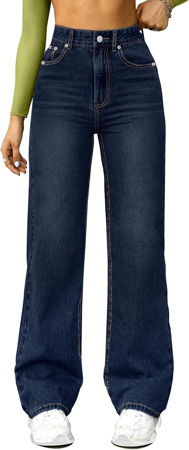 High Waisted Wide Leg Boyfriend Jeans for Women - Trendy Style