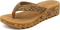 Wedge Flip Flops with Rhinestone - Dressy Walking Sandals for Women