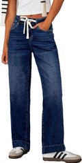 Sidefeel Women's Wide Leg Jeans High Waisted Stretchy Straight Leg be