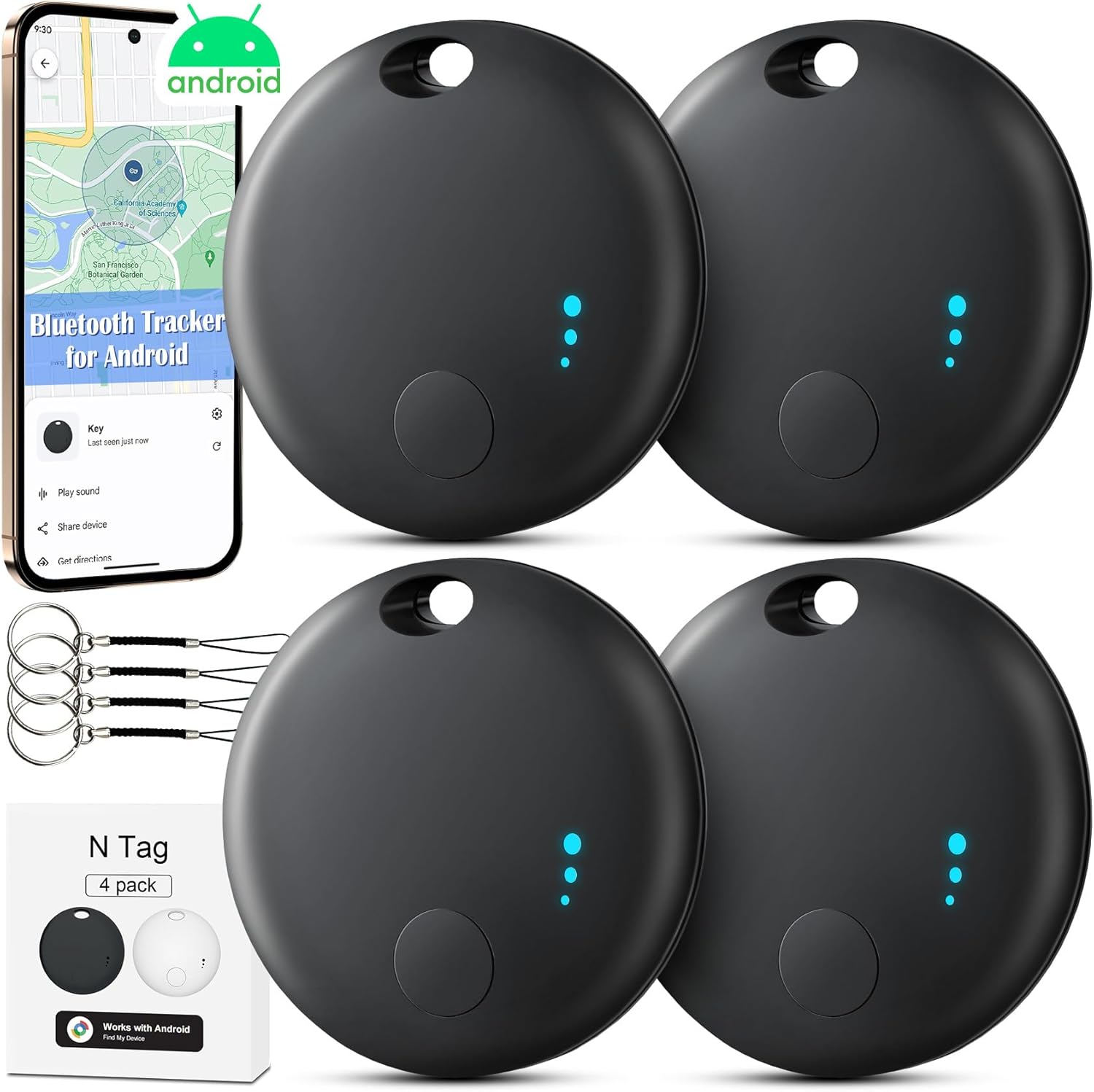 Bluetooth Tracker for Android - 4 Pack Item Finder for Keys
