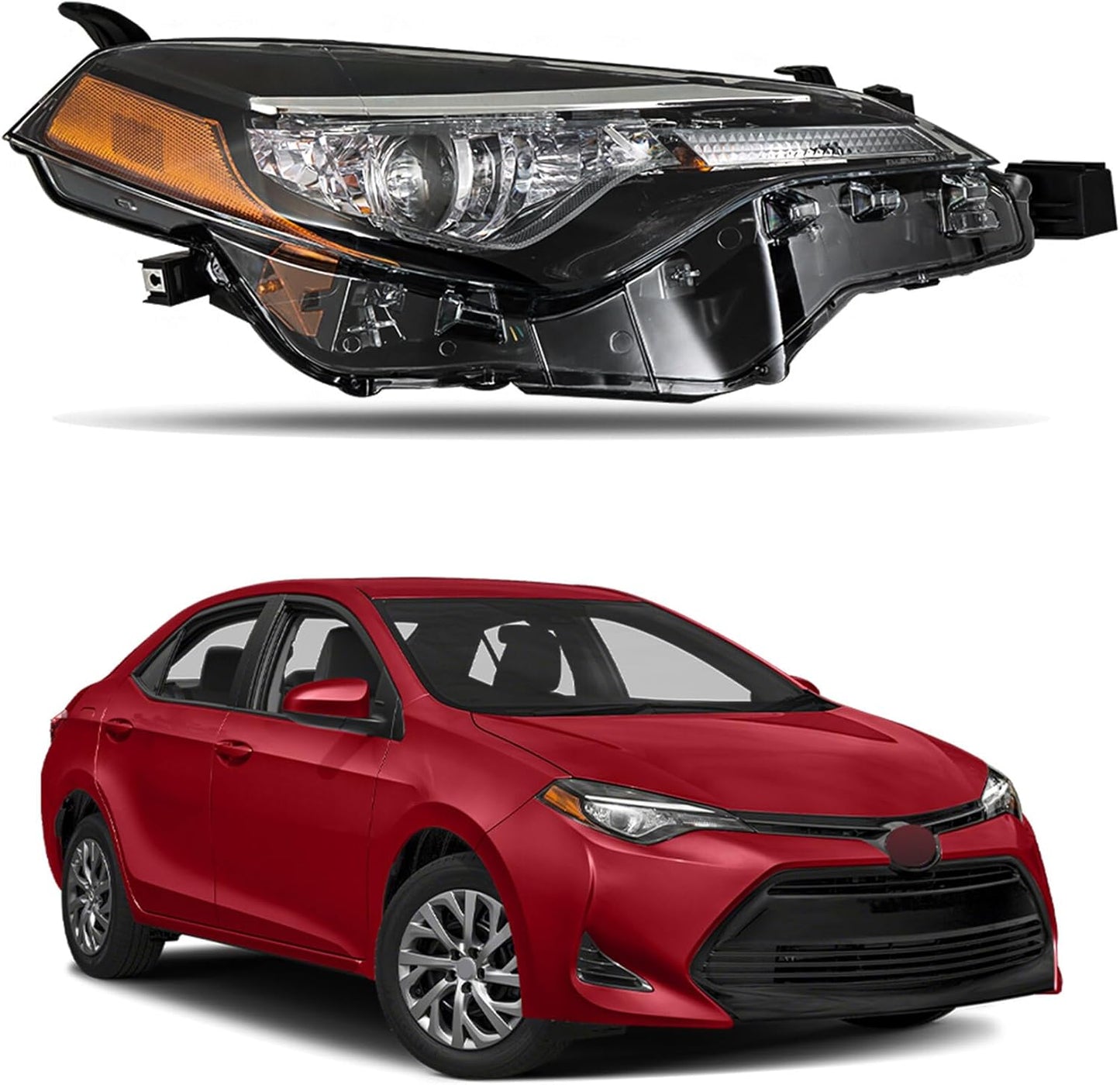 Headlamp for Passenger Side Replacement for Toyota Corolla 2017-2019