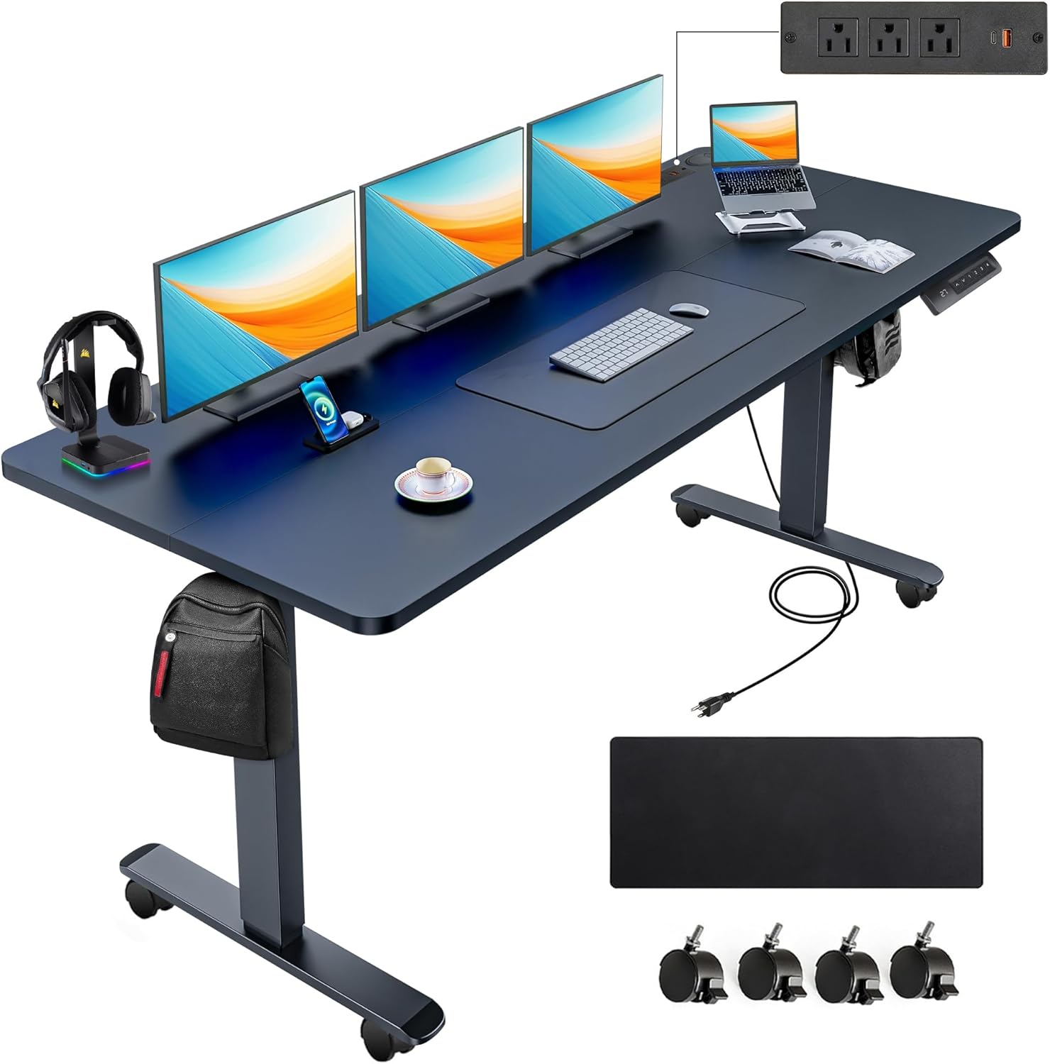 farexon Electric Standing Desk 63 x 24In with Charging Station