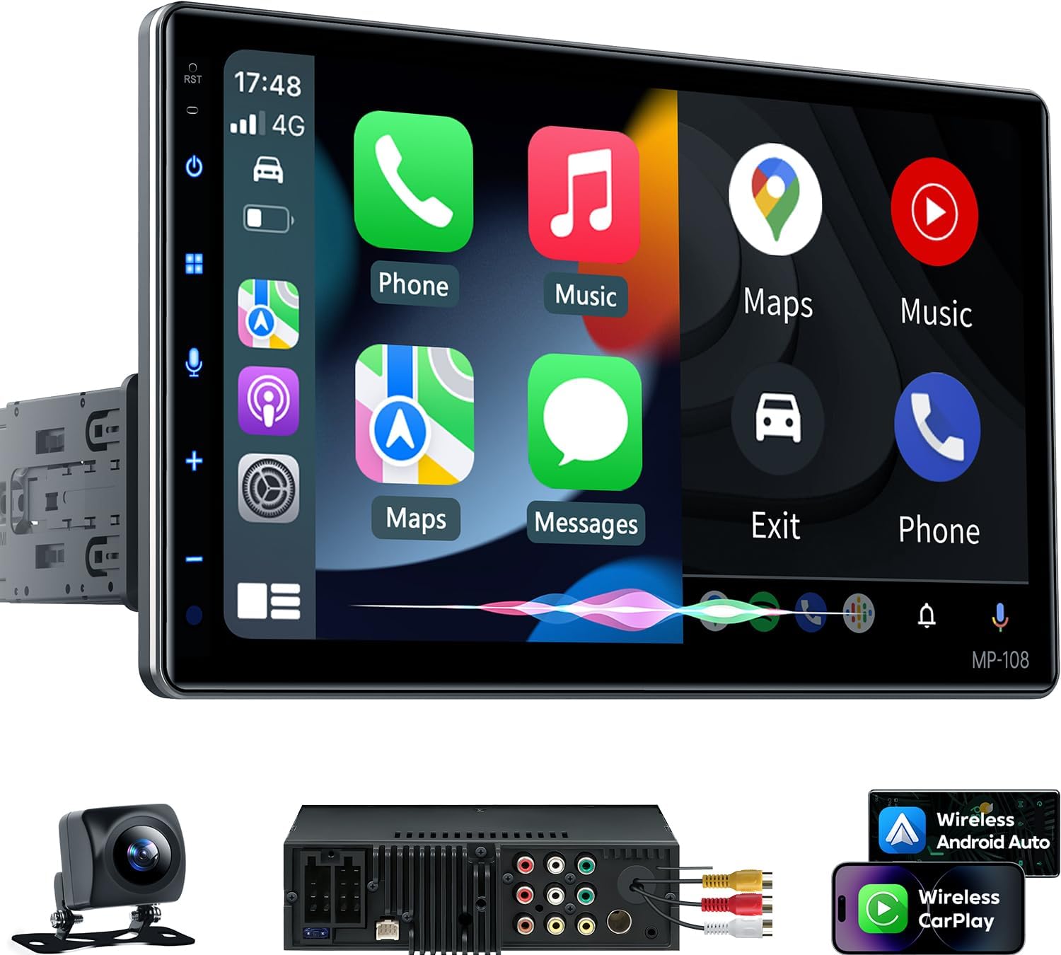 PLZ 10.1-Inch Wireless Car Radio Stereo with Apple Carplay