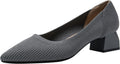 youngshow Women's Kitten Heels Pointed Toe Knit Slip On Pumps Shoes