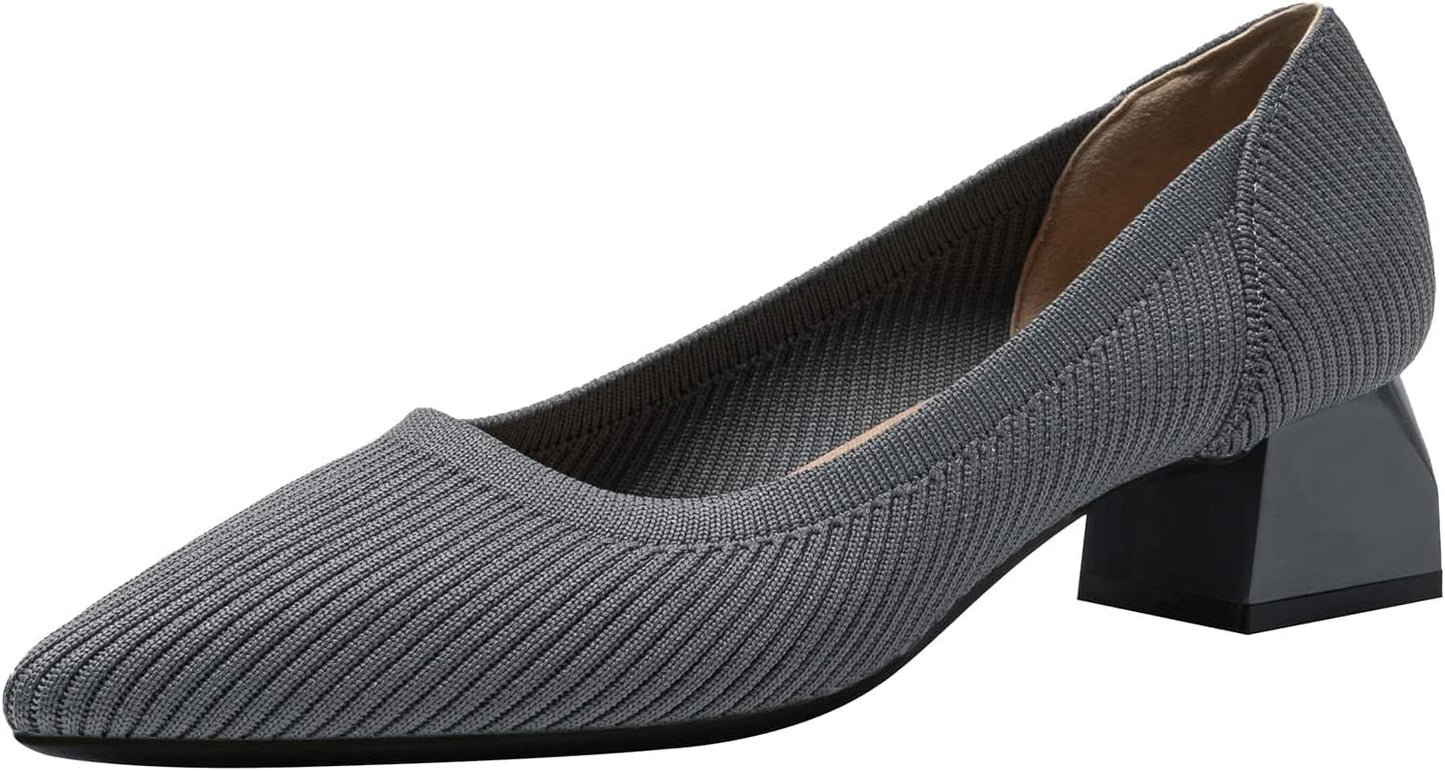 Comfortable Knit Slip On Women's Pumps with Kitten Heels