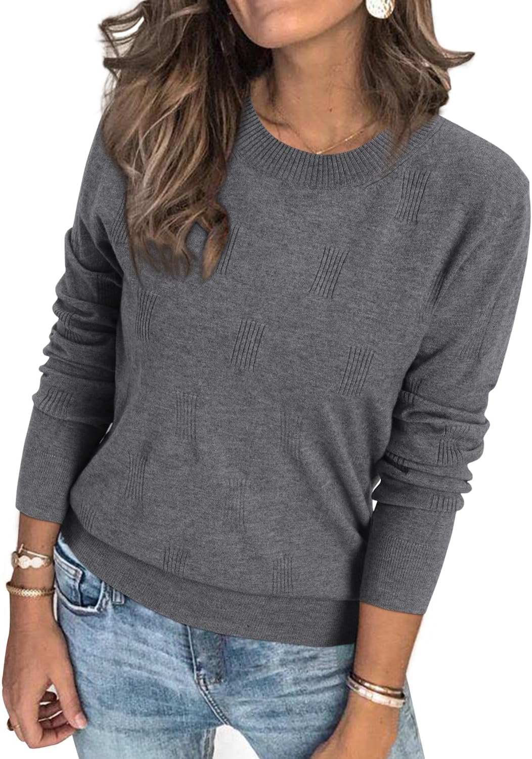 Arach&Cloz Women's Soft Knit Sweater Dressy Casual Pullover Tops