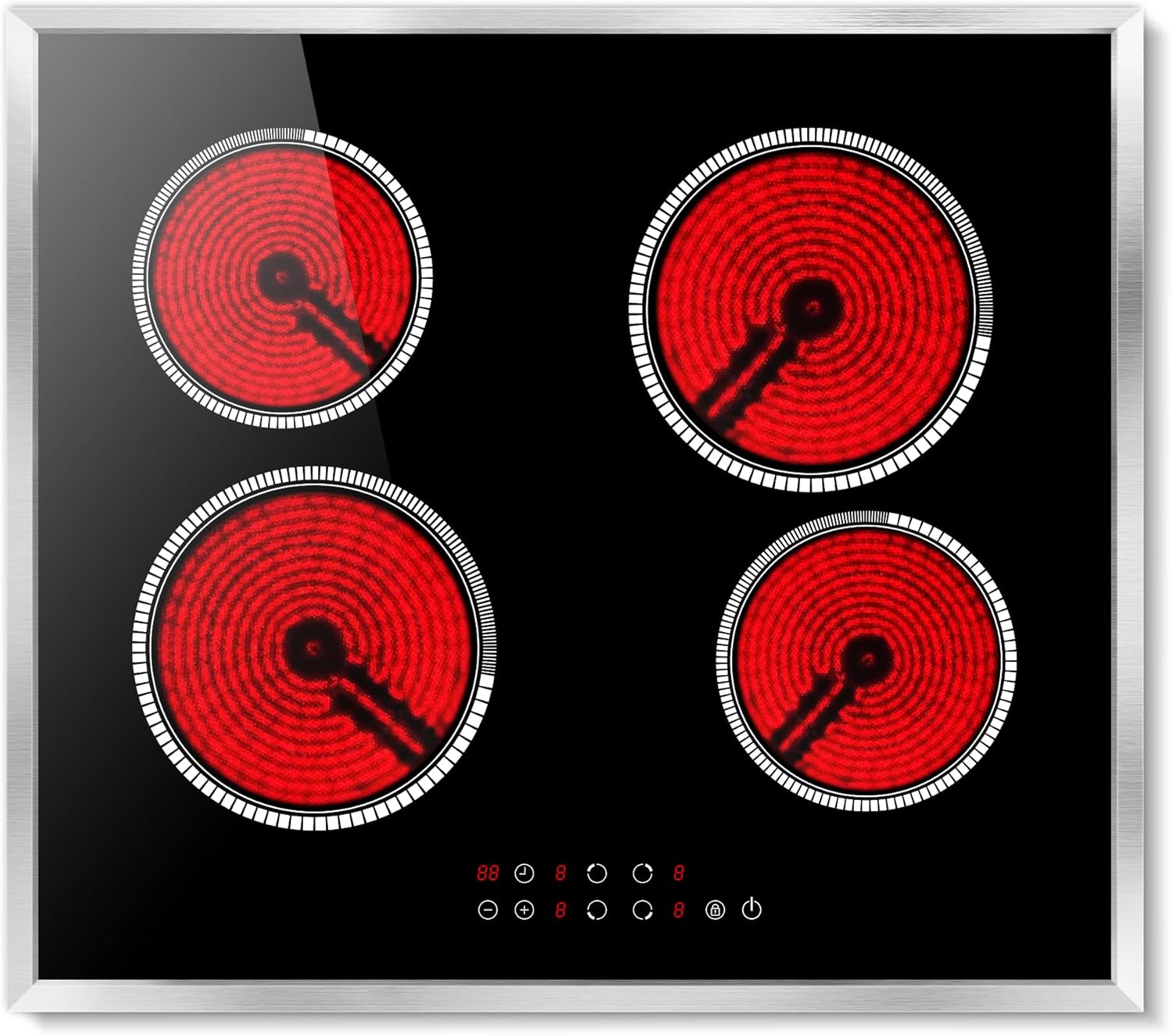 24 Inch Electric Cooktop with 4 Burners for Efficient Cooking