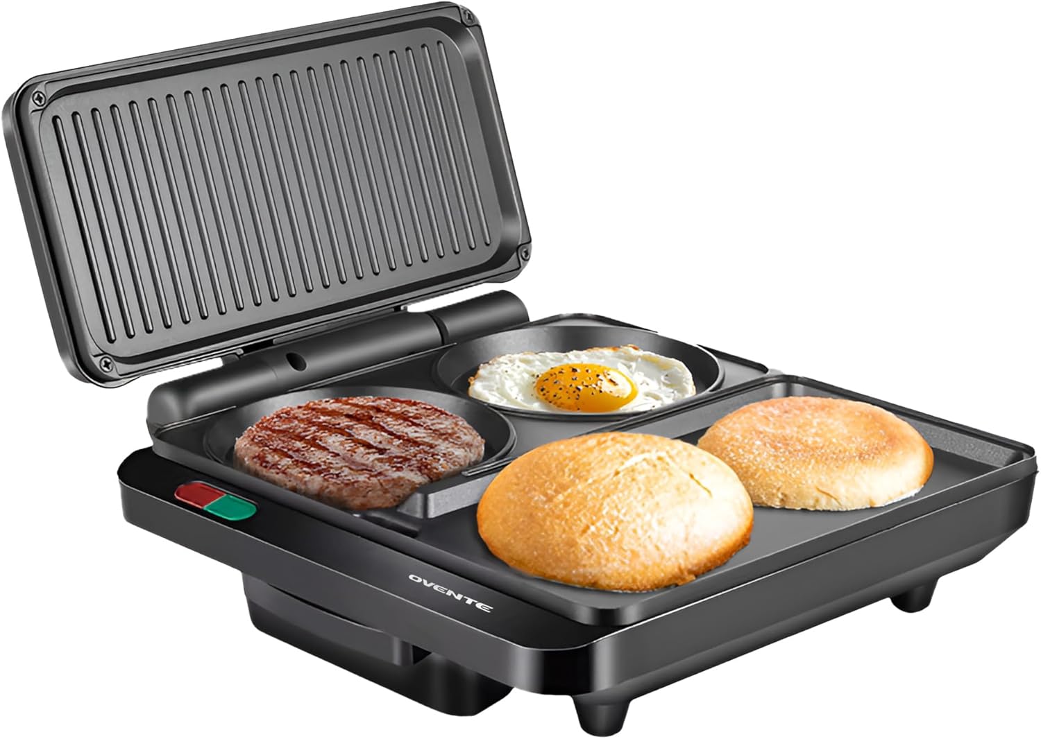 OVENTE Sandwich Maker and Grill Machine for Quick Breakfasts