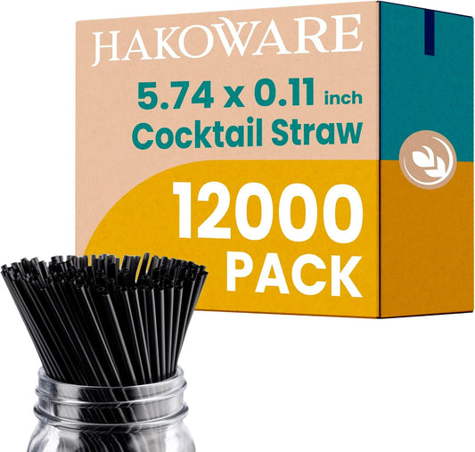 Short Cocktail Straws - 12000 Count Black PLA Cornstraws