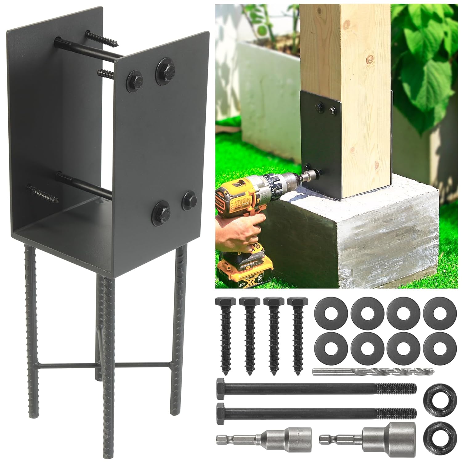 Heavy-Duty U-Shape Post Holder Bracket for Fence and Deck