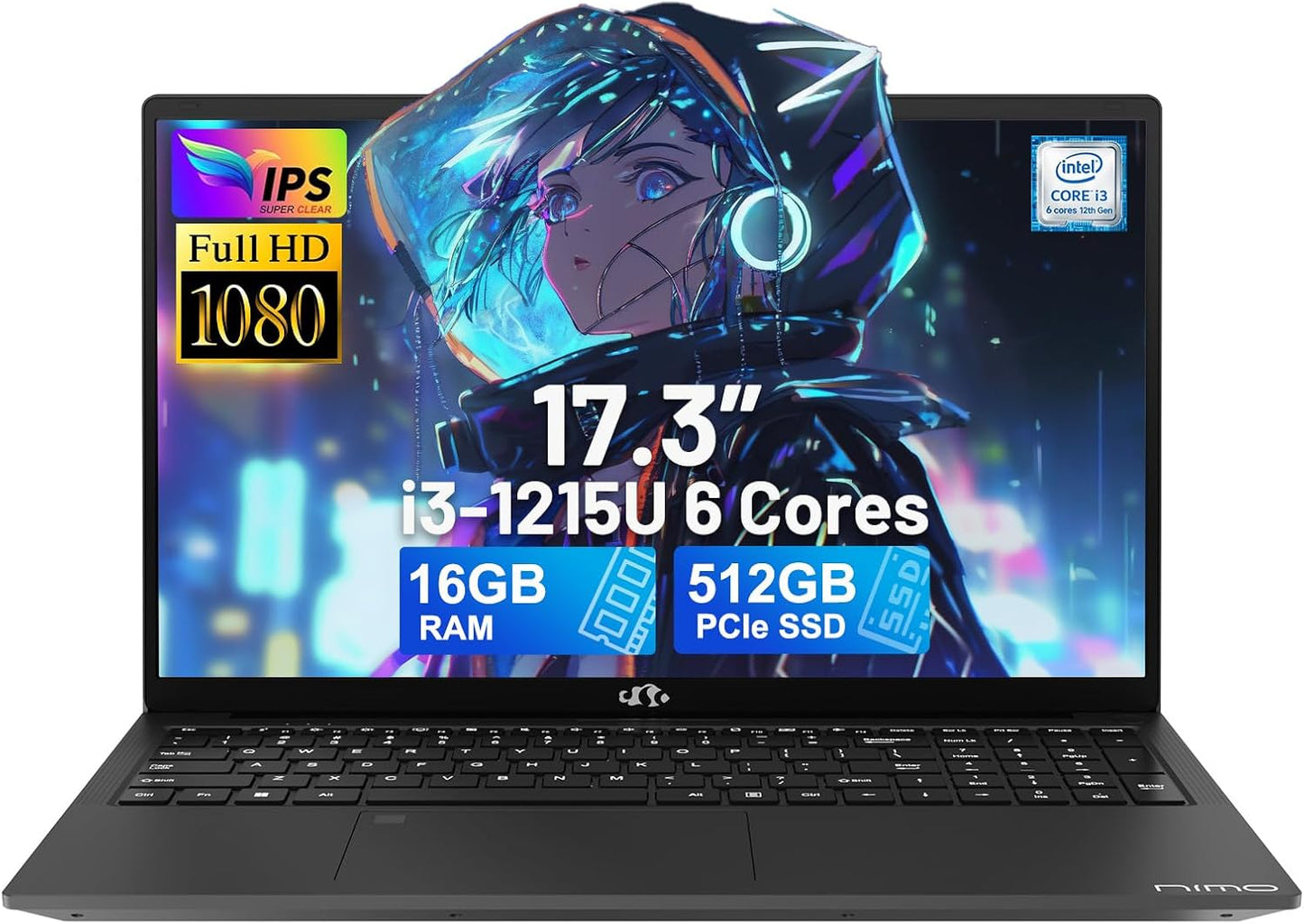 NIMO 17.3 FHD Laptop with Intel i3-1215U and 16GB RAM