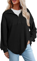 SHEWIN Womens Fall Waffle Knit Half Zip Pullover - Cozy Layering