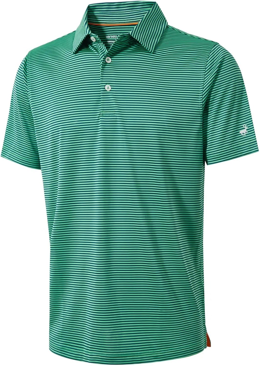 MICHEL ROUEN Men's Striped Golf Polo - Stay Dry!