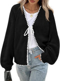 PRETTYGARDEN Womens Fall Cardigan Sweaters Open Front Tie Knit