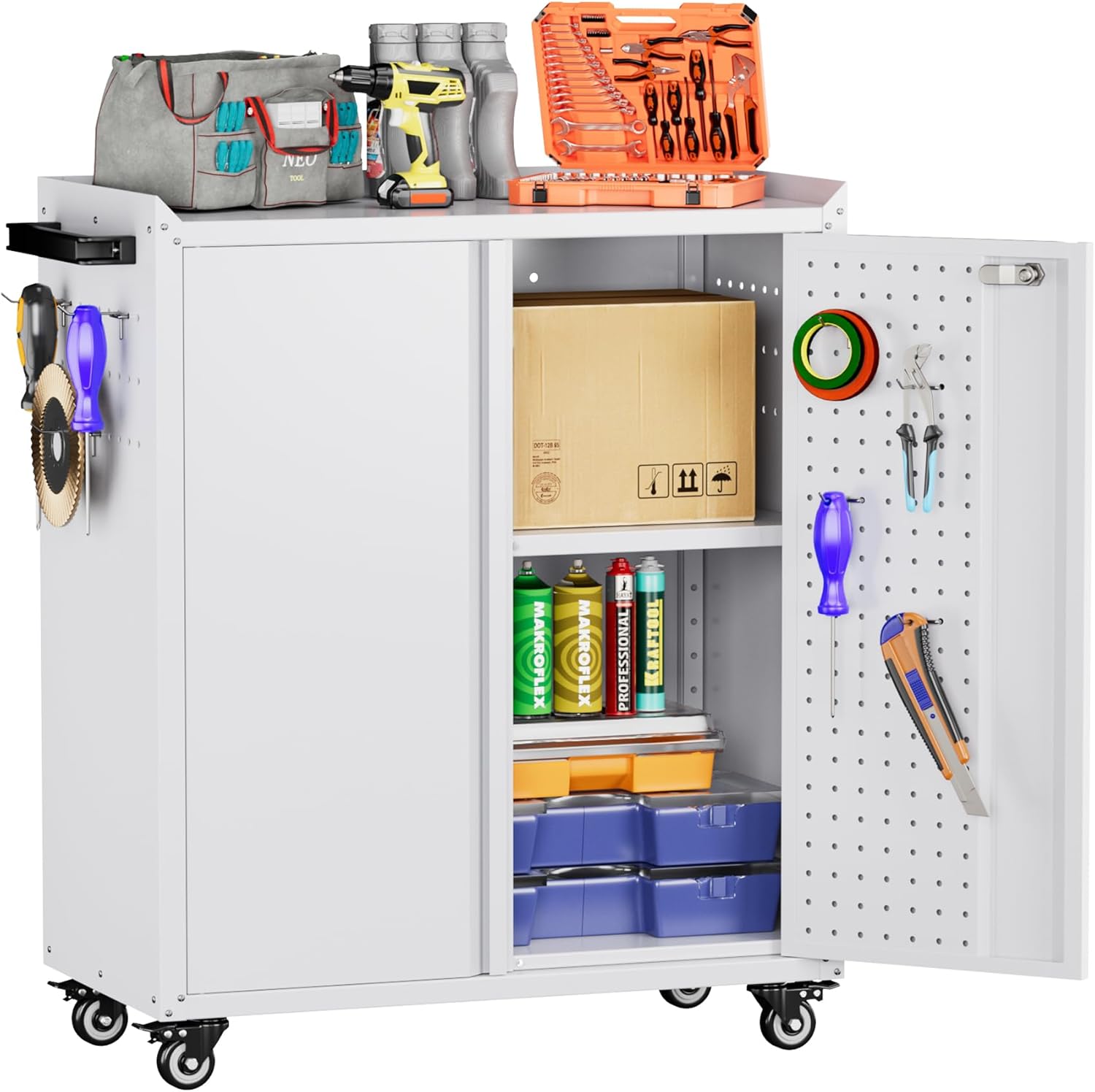 Garage Storage Cabinet with Wheels for Home and Workshops