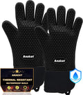 Anaeat BBQ Grilling Gloves Heat Resistant Silicone Oven Mitts - Long