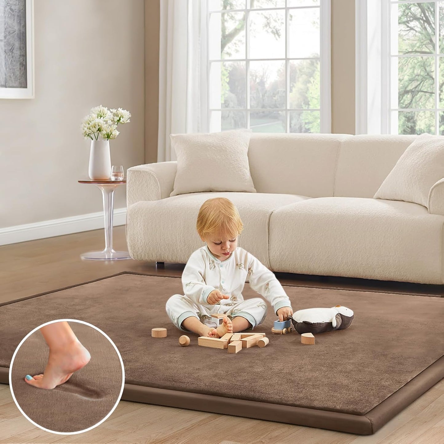 Baby Play Mat for Floor Tummy Time Rug with Memory Foam Comfort