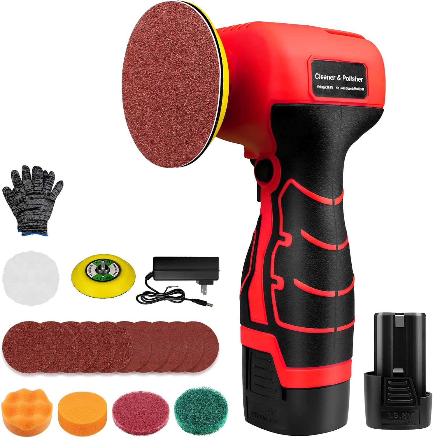 Cordless Sander with 16.8V Battery for Polishing and Cleaning