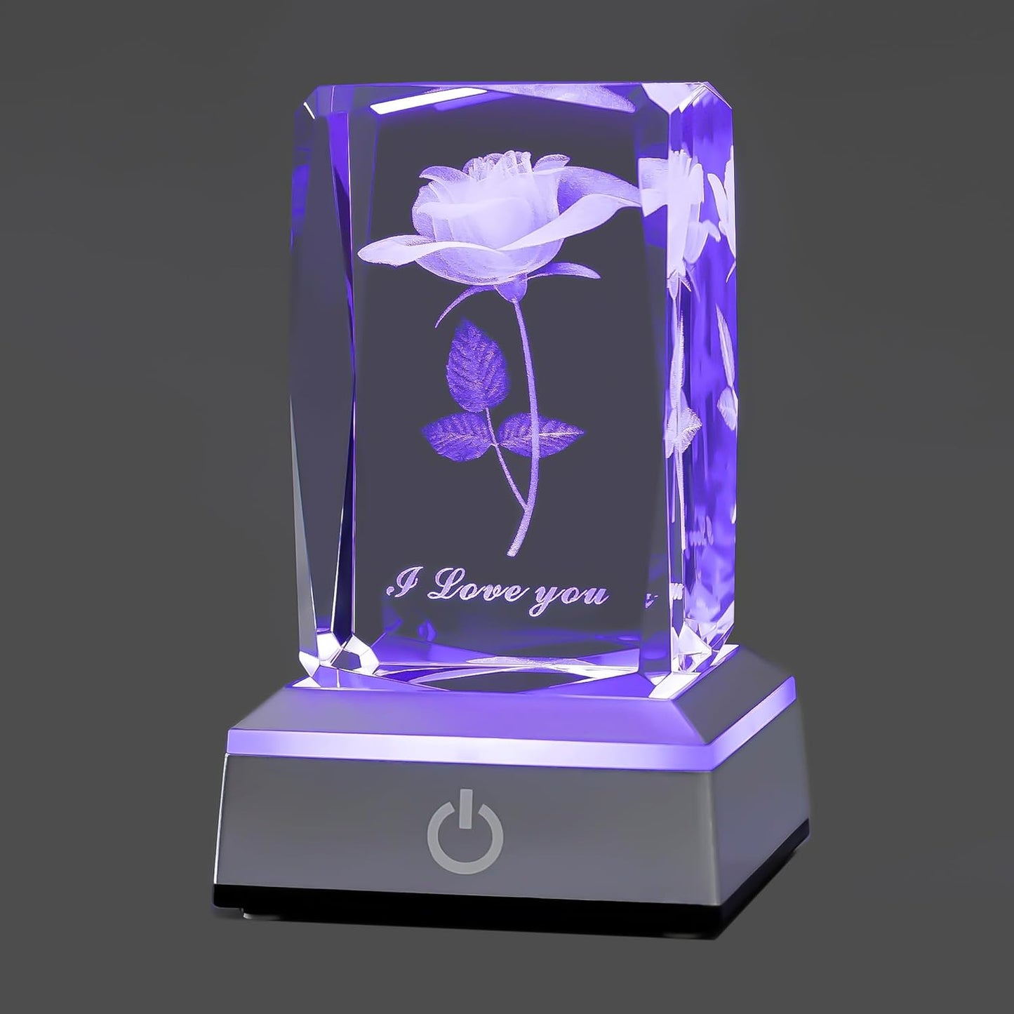 3D Rose Crystal Night Lamp with Adjustable LED Multicolor Lights