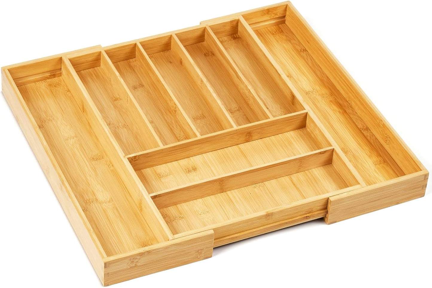 Premium Bamboo Expandable Drawer Organizer for Kitchen Utensils