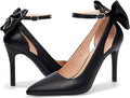 Pointed Toe D'Orsay Stilettos with Bow Back - Elegant Heels