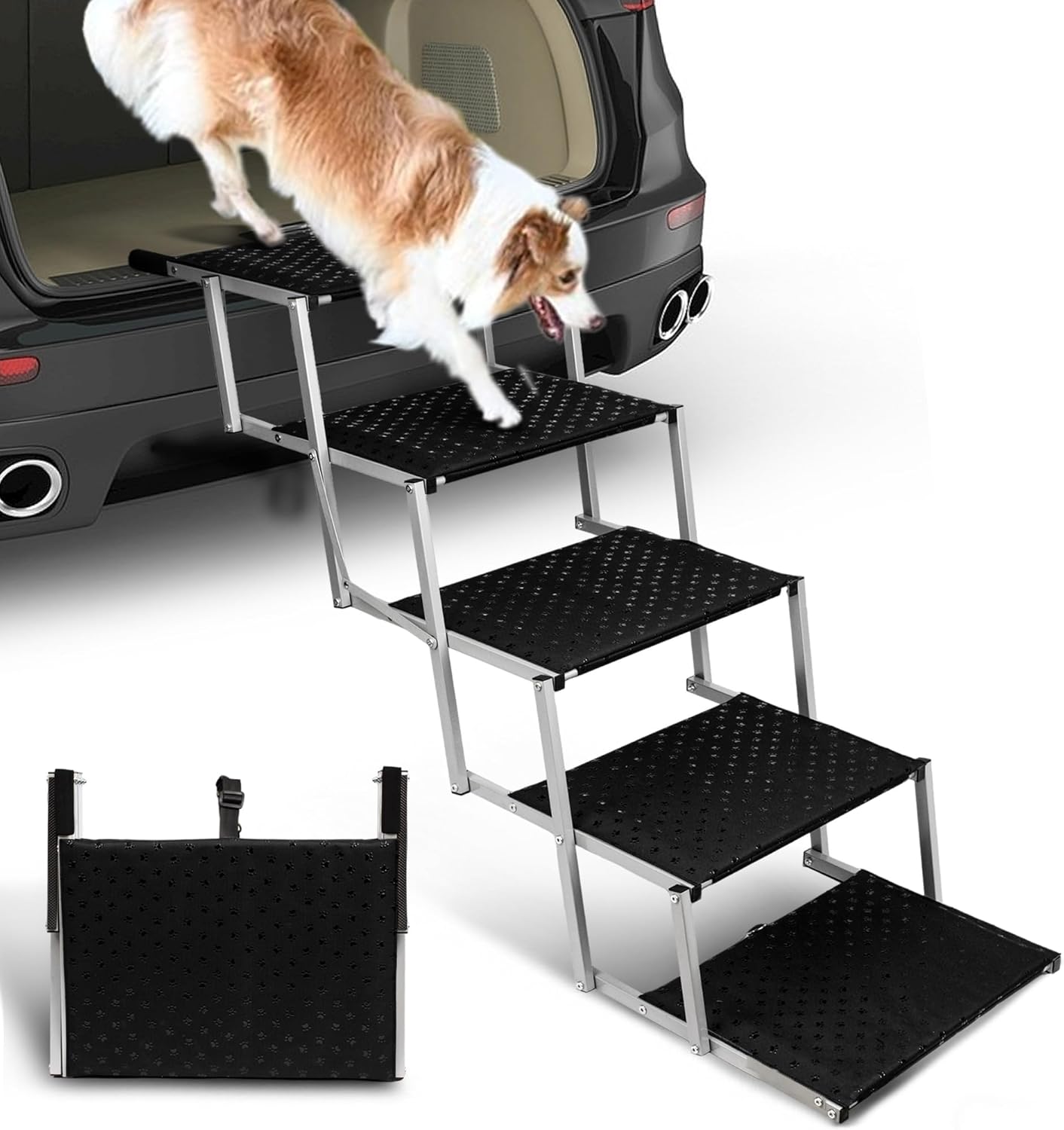 Portable Folding Dog Stairs for Cars - Lightweight Pet Ramp