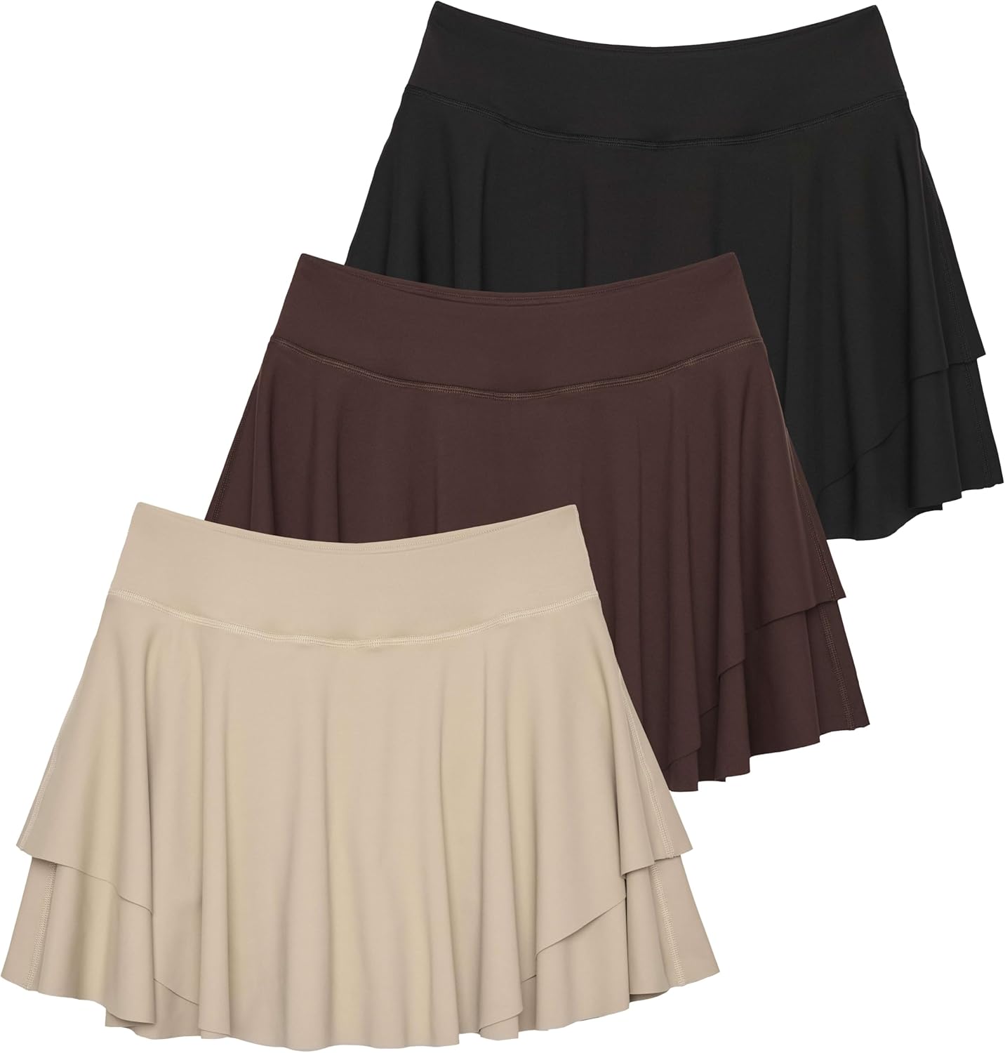 Real Essentials Women's 14in Layered Ruffle Flowy Tennis Golf Skorts