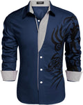 Men's Cotton Blend Print Button Down Shirt - Casual Long Sleeve