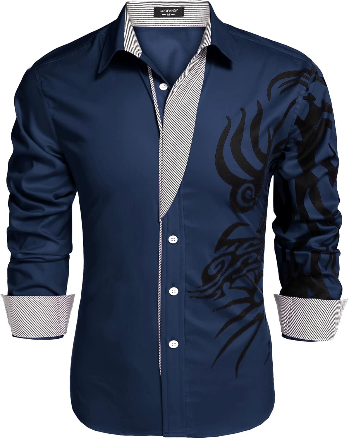 Stylish COOFANDY Men's Print Button Down Dress Shirt for Casual Wear