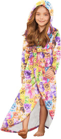 Jxstar Girls Bathrobes Long Hooded Plush Fleece Sleepwear