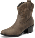 DREAM PAIRS Women's Western Embroidered Ankle Boots - Comfortable soft
