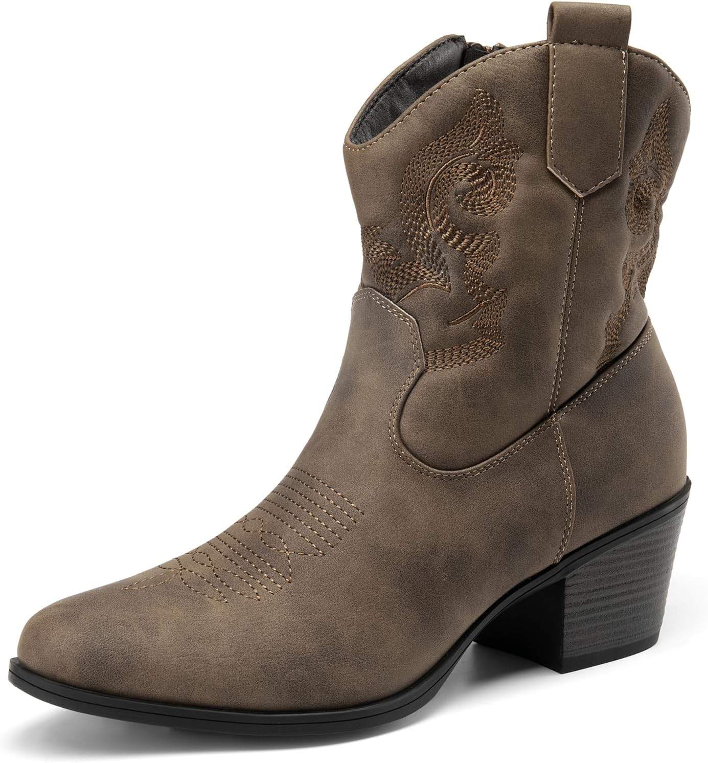 DREAM PAIRS Women's Western Cowboy Embroidered Ankle Boots