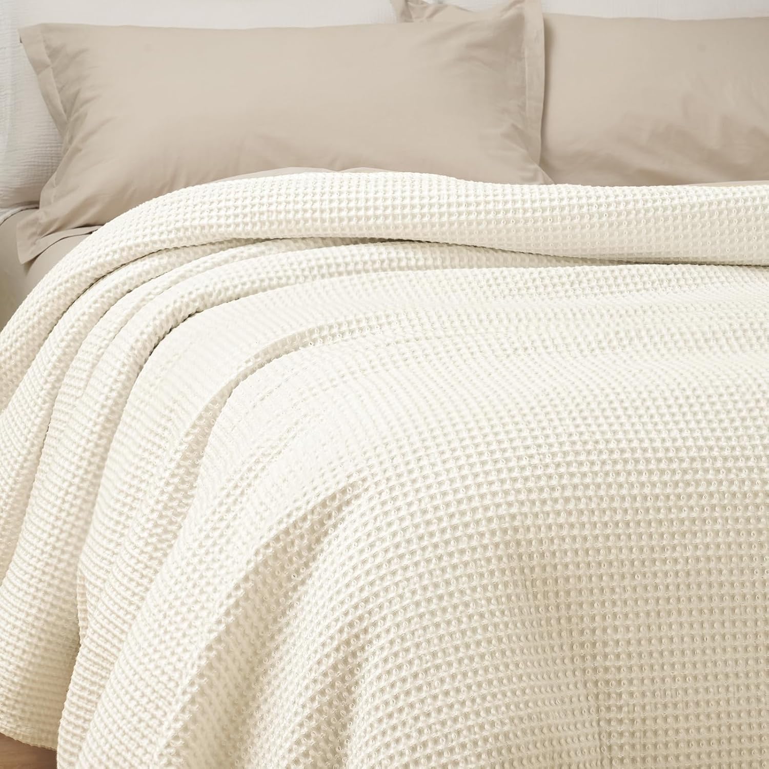 PHF 100% Cotton Waffle Weave Blanket for Cozy Winter Nights