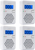 Carbon Monoxide Detectors 4 Pack - Compact CO Alarm with Digital