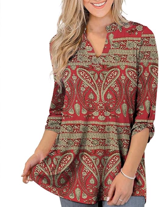 Othyroce Womens Floral Printed Tunic Tops for Stylish Comfort