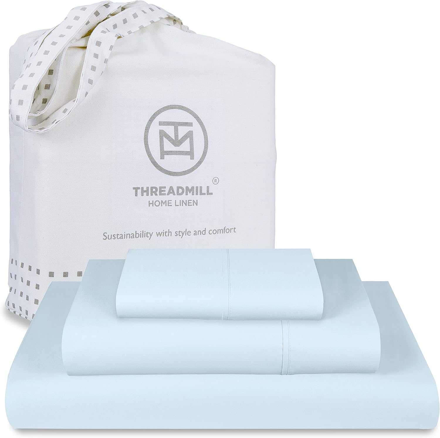 Luxury 800 Thread Count Cotton Sheets - Light Blue Twin Set