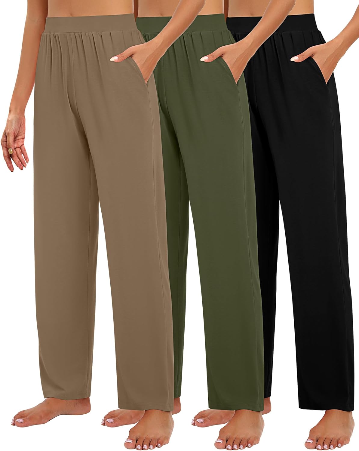 Huukeay Women's Lounge Pants - Cozy Wide Leg Slacks with Pockets