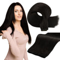 Full Shine Black Sew in Hand Tied Weft Hair Extensions 22 in - Natural