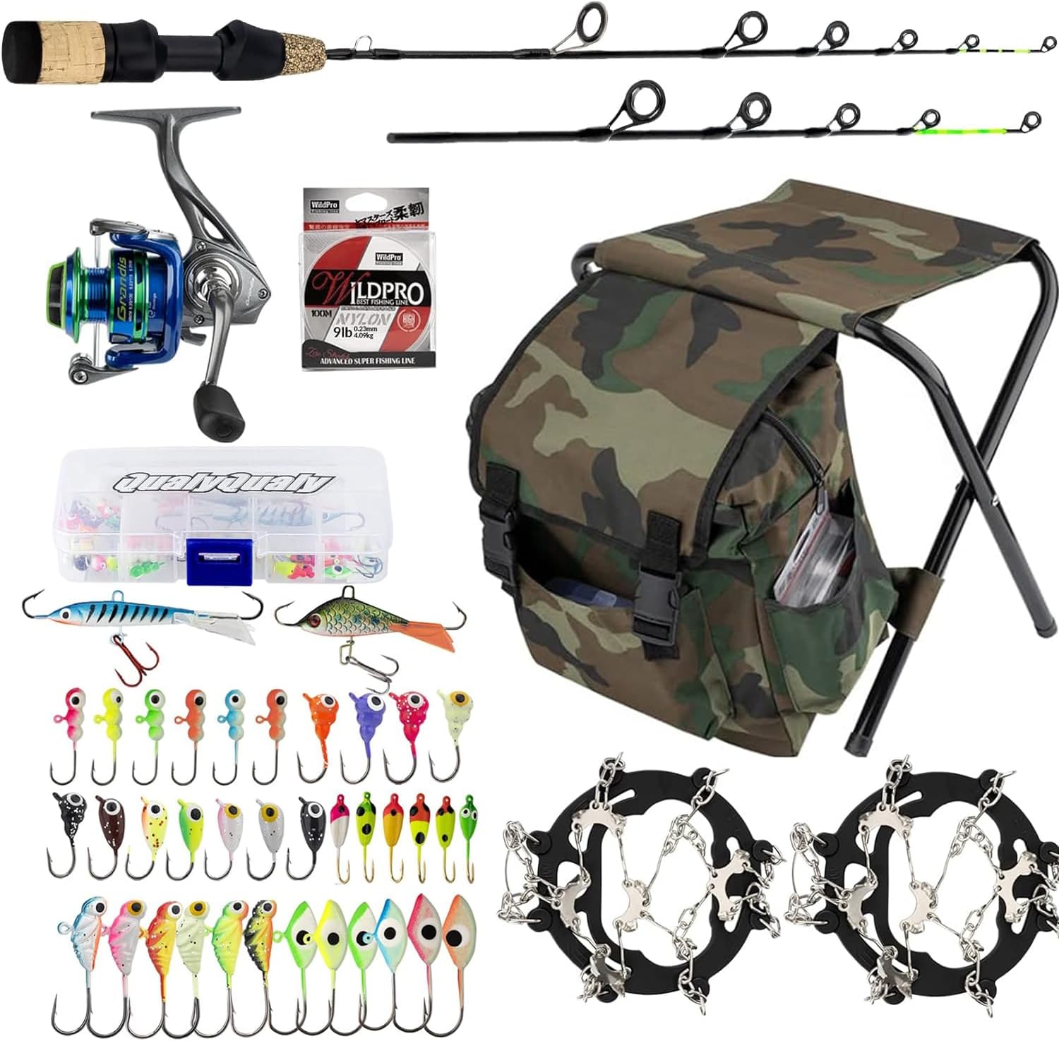Premium Ice Fishing Kit | QualyQualy 24 26 Rod Reel Combo Set