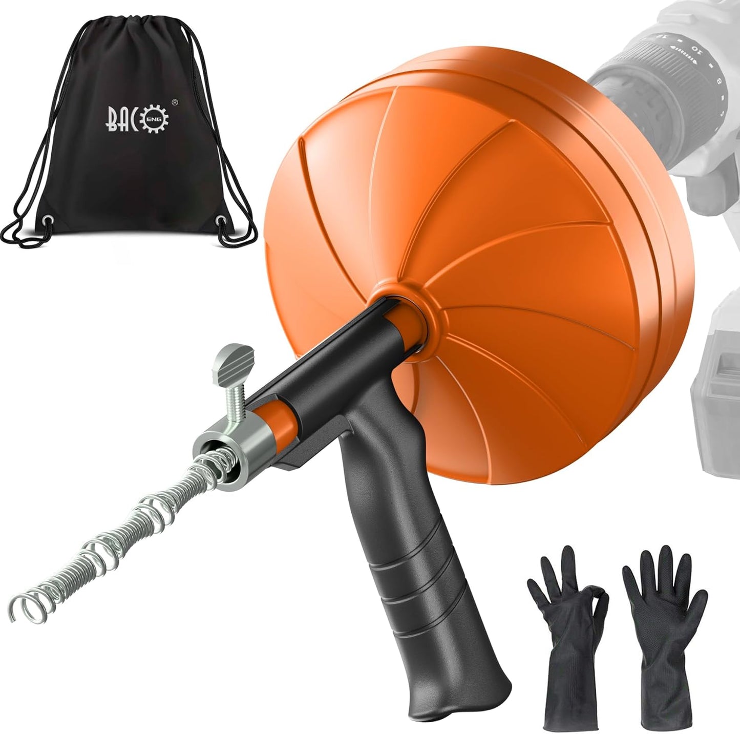 BACOENG 50Ft Drain Auger for Effective Clog Removal Solutions