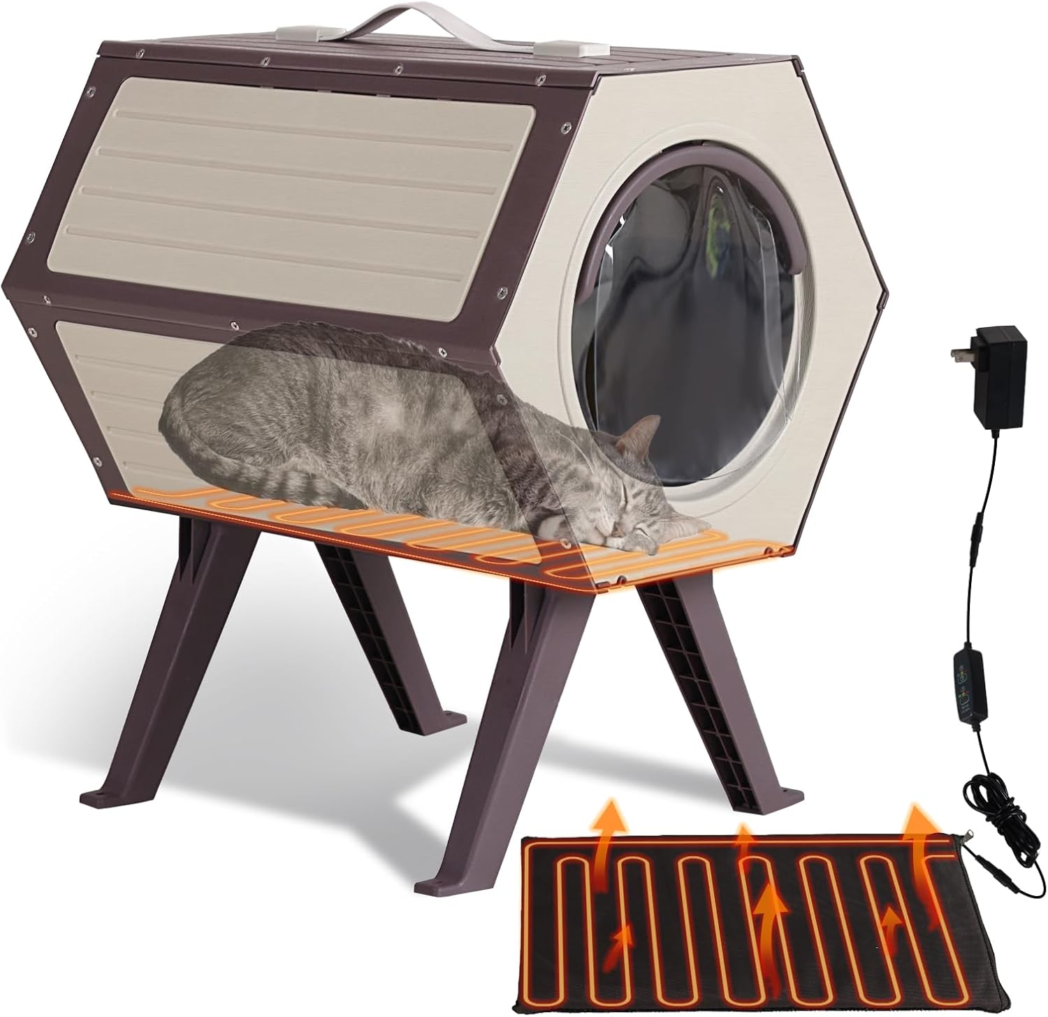 GUTINNEEN Heated Cat House for Outside Cats - Weatherproof Shelter