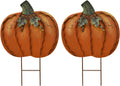 17 in Metal Pumpkin Yard Stake - Rustic Outdoor Fall Decor