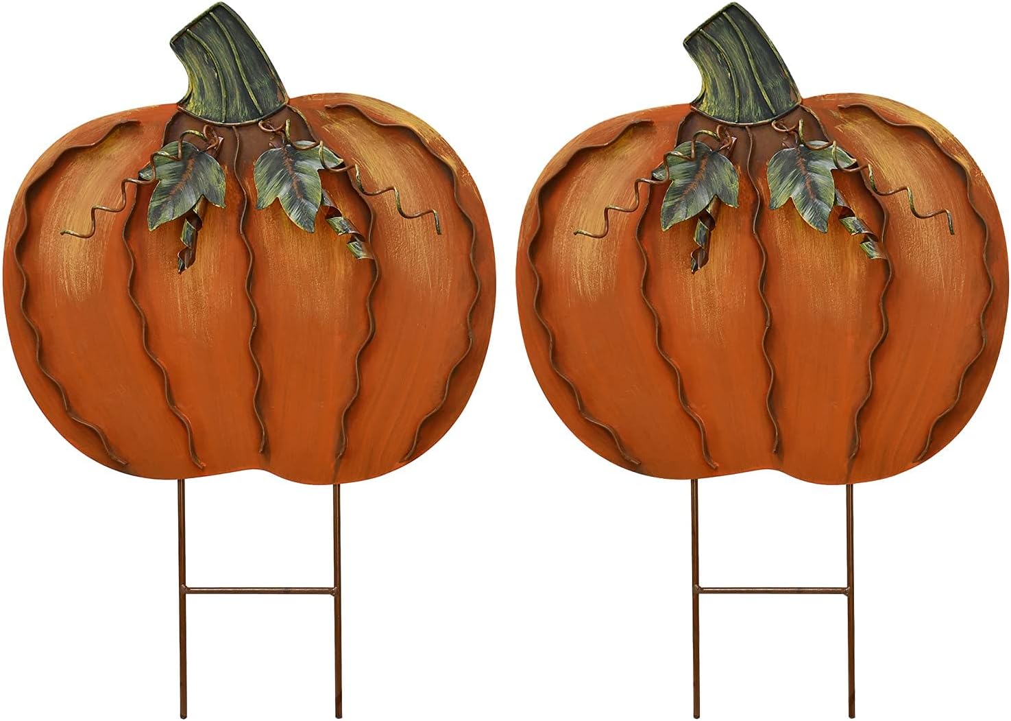 17 H Metal Pumpkin Yard Stake for Fall Outdoor Decor
