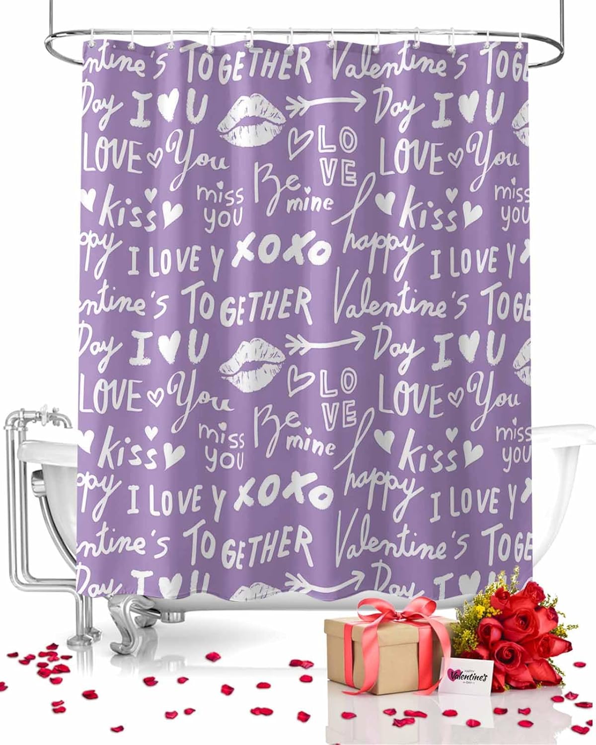 Valentine's Love Shower Curtain Set - Romantic & Waterproof