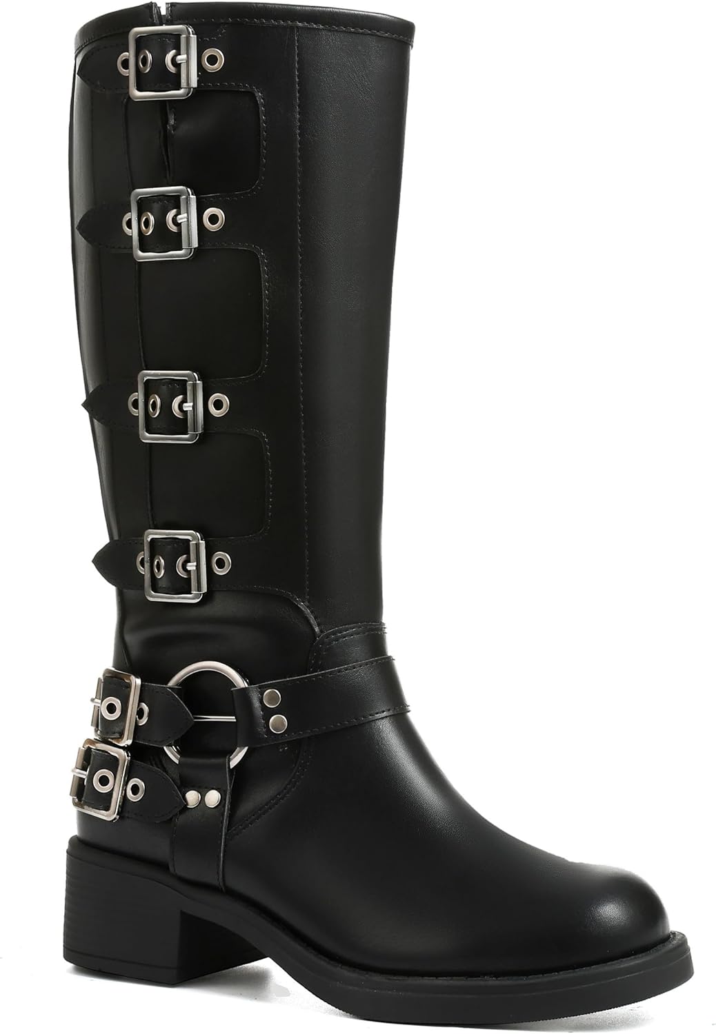 Knee High Boots Women Square Toe Pull On Wide Calf Fashion