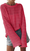 Womens Lightweight Crochet Hollow Out Knit Pullover - Breezy Fit